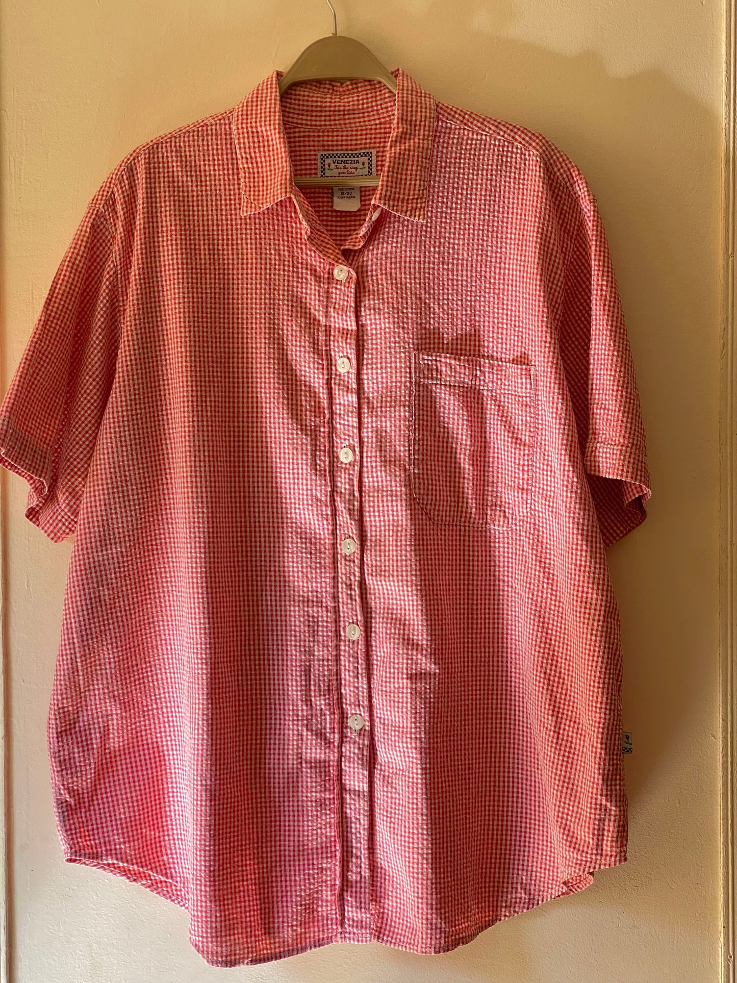 Red and white picnic pattern oversized shirt🍄🌥️