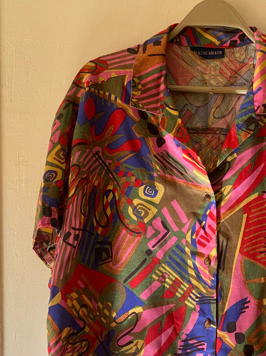 Colorful unisex unique patterned shirt🌊🍄
