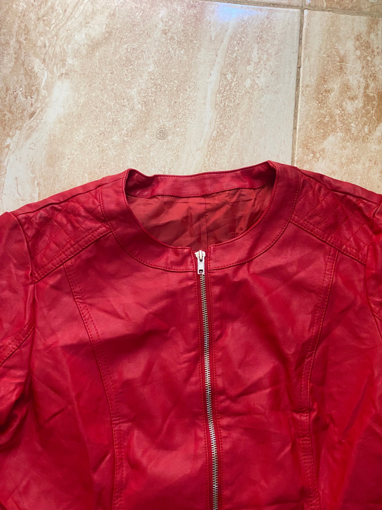 Perfect fit genuine red leather jacket🍄